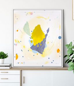 Abstraktus šviesiai žalios spalvos paveikslas ant drobės, modernus minimalistinis menas, sukurtas Vilniuje