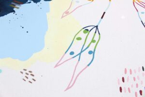 Modernus spalvingas abstraktus paveikslas ant drobės, šiuolaikinis sienų dekoras