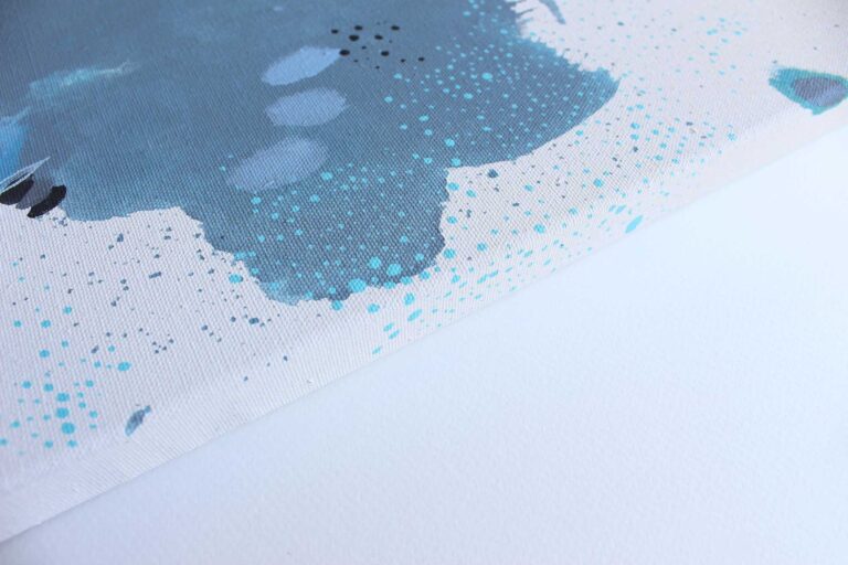 Šiuolaikinis mėlynų tonų abstraktus paveikslas ant drobės sienų dekorui.