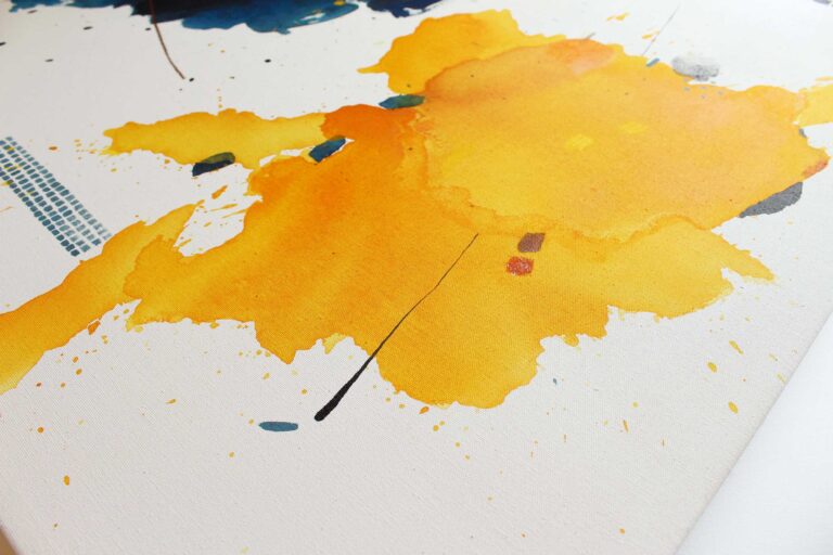 Spalvingas abstraktus modernus paveikslas interjerui su kontrastinėmis spalvomis