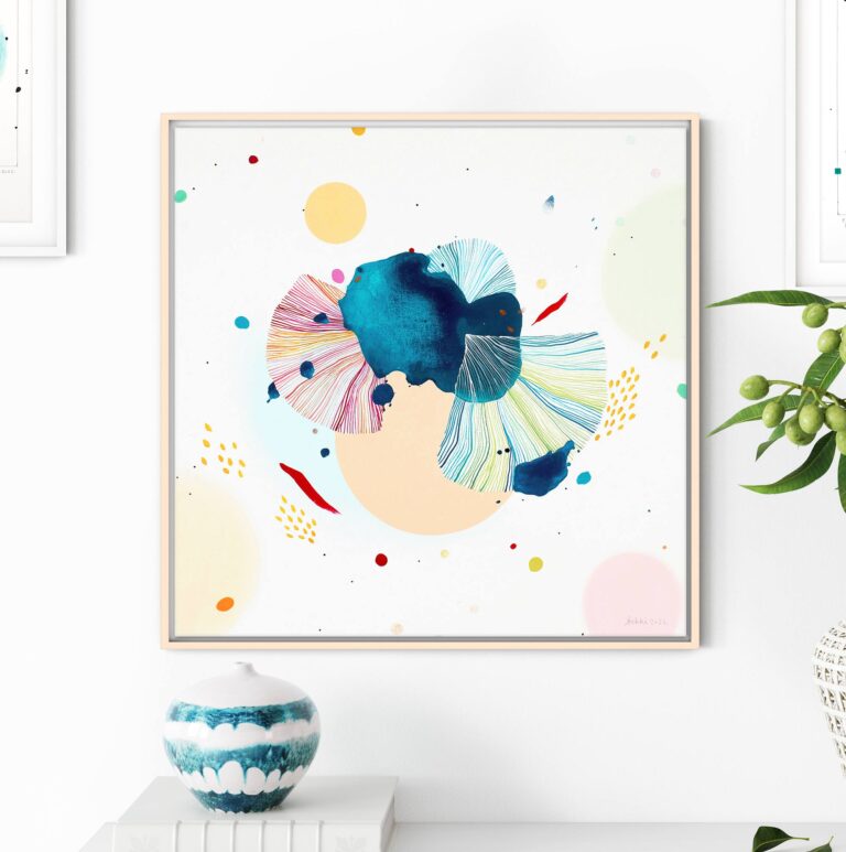 Spalvingas modernus mažas paveikslas ant drobės