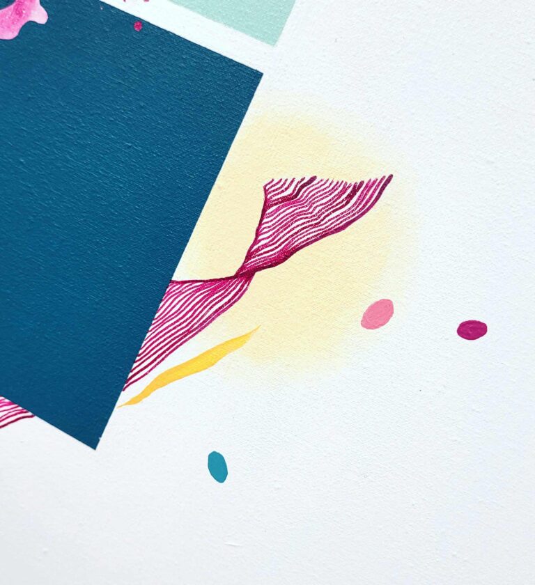 Modernus spalvingas abstraktus paveikslas 50 x 50 cm drobėje namų ir biuro dekorui.