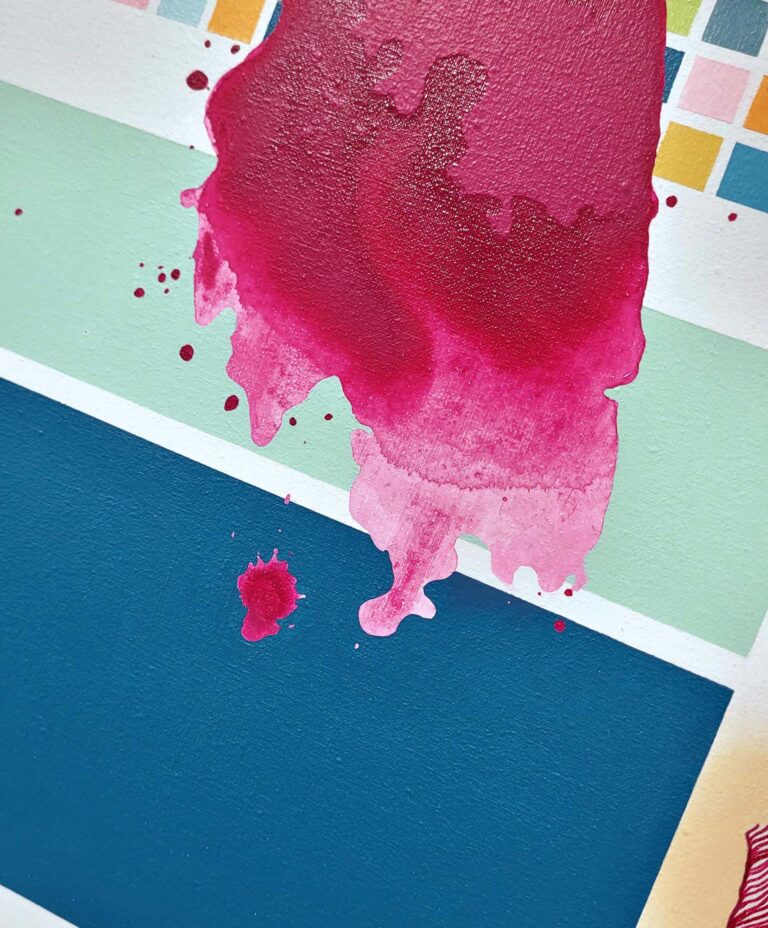 Spalvingas modernus abstraktus paveikslas 50 x 50 cm minimalistinis sienų dekoras.