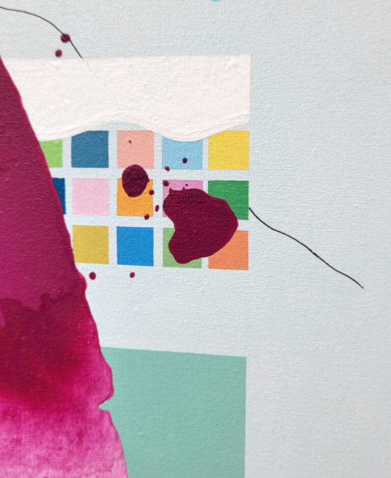 Spalvingas modernus abstraktus paveikslas 50 x 50 cm minimalistinis sienų dekoras.