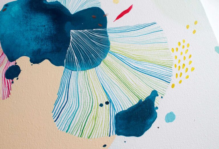 Unikalus mažas abstraktus paveikslas ant drobės, spalvingas modernus interjero akcentas