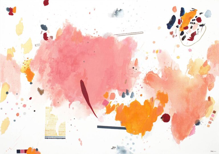 Modernus abstraktus paveikslas su pastelinių spalvų kompozicija