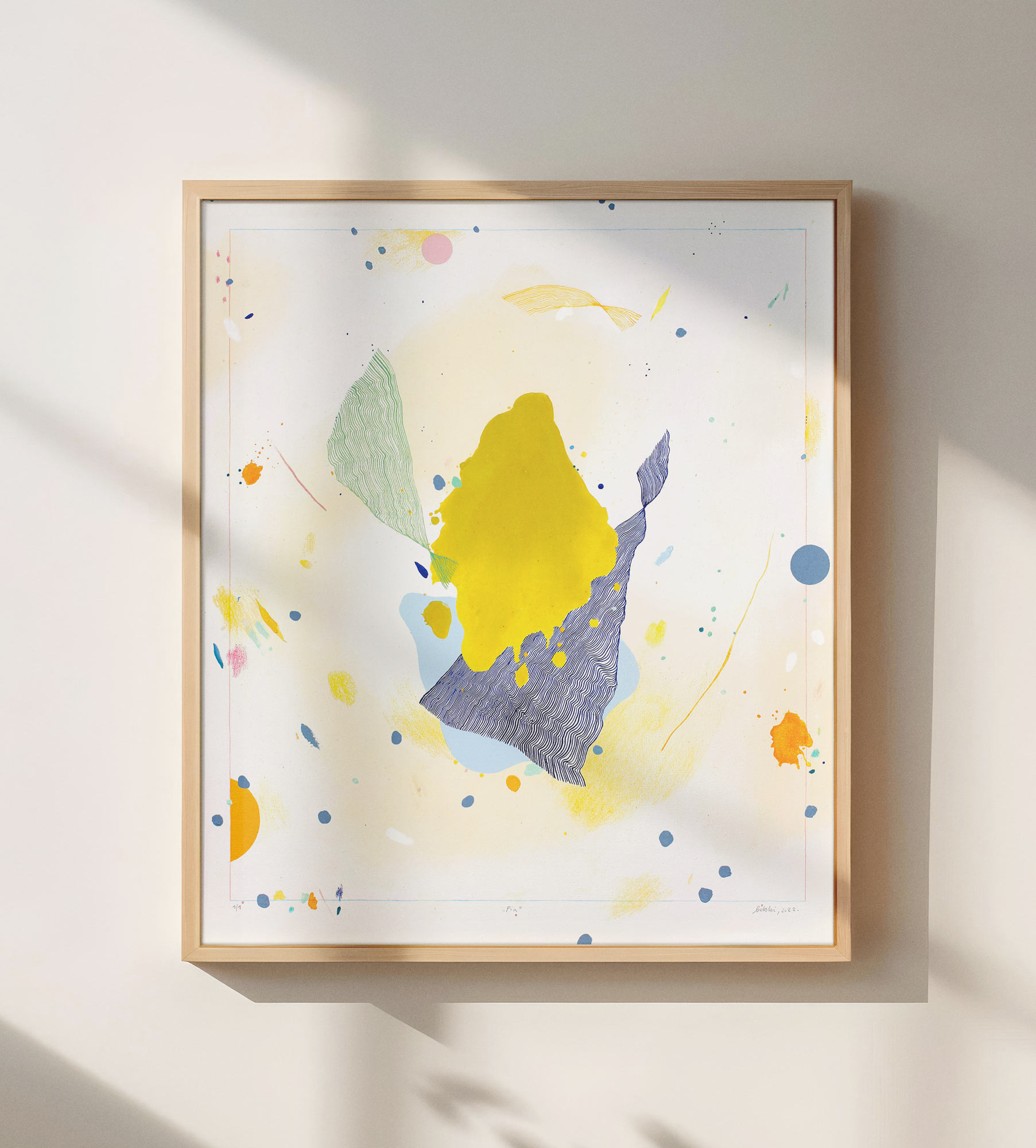 Spalvingas modernus abstraktus paveikslas ant drobės 60 x 70 cm, unikalus rankų darbo meno kūrinys