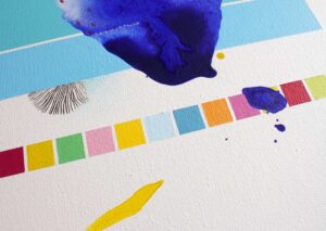 Modernūs originalūs abstraktūs paveikslai ant drobes, spalvingi, 40x40 cm, laisvos organinės linijos, namų ar biuro sienai, pagaminta Vilniuje