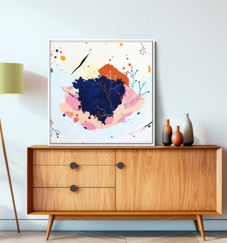 Spalvingas modernus abstraktus paveikslas ant drobės namų dekorui