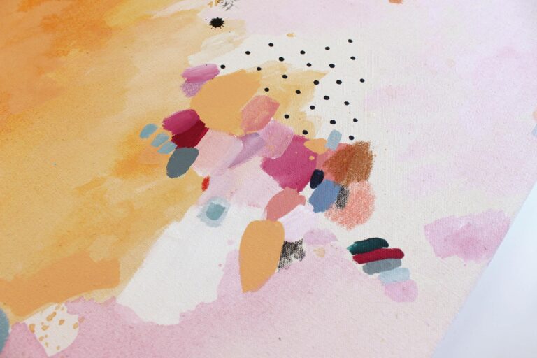 Abstraktus modernus paveikslas ant drobės su spalvingais potėpiais