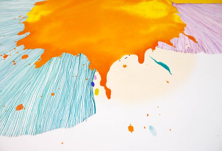 Šiuolaikinė abstrakti tapyba – geltona, oranžinė, pasteliai – didelė spalvinga drobė, Lietuva