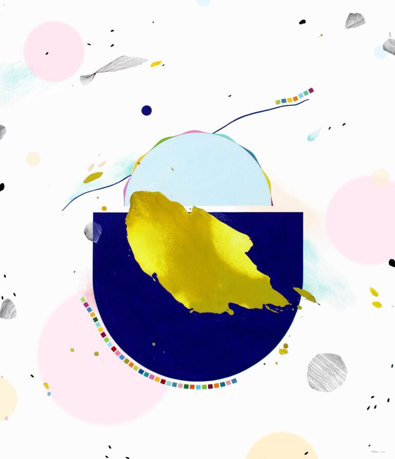 Originali abstrakti tapyba – kobaldo mėlyna, rožinė, balta drobė – šiuolaikinis menas Vilniuje